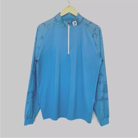 Footjoy 1/4 Zip Golf Midlayer Blue Camo Floral Pullover Mens Sz M - Picture 4 of 14